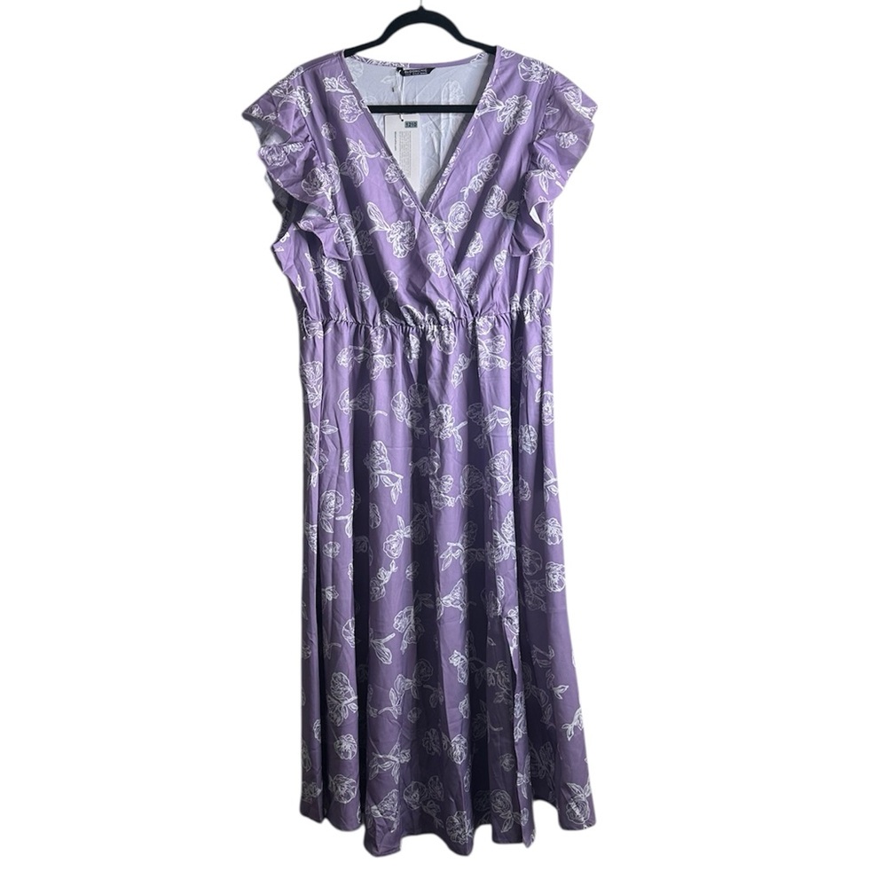 BloomChic Lavender Floral Midi Dress